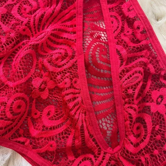 Fredericks of Hollywood Kerry Asymmetrical Lace Bodysuit - Picture 7 of 7